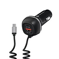 Portronics 71W Car Power 1C Triple Output Fast Car Charger with 33W Type-C Cable, 20W Type-C PD, 18W USB Port, Fast Charging Adapter Compatible with Cars for iPhone & Android Smartphone (Black) Portronics 71W Car Power 1C Triple Output Fast Car Charger with 33W Type-C Cable, 20W Type-C PD, 18W USB Port, Fast Charging Adapter Compatible with Cars for iPhone & Android Smartphone (Black)