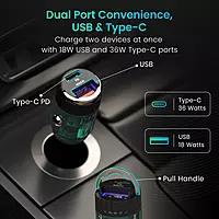 Portronics Car Power View 36W Car Charger, Dual Port (18W USB Type-A & 36W Type-C), Fast Charging, PPS Tech, Transparent Design, Safe Power Delivery for Multiple Devices (Black) Portronics Car Power View 36W Car Charger, Dual Port (18W USB Type-A & 36W Type-C), Fast Charging, PPS Tech, Transparent Design, Safe Power Delivery for Multiple Devices (Black)