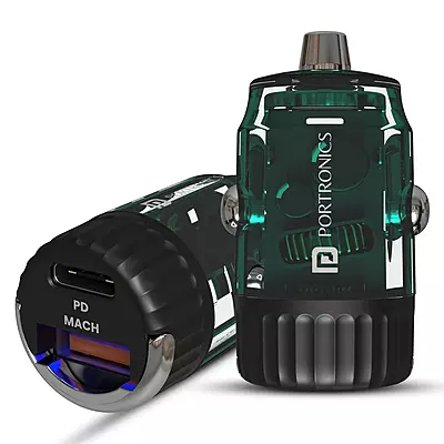 Portronics Car Power View 36W Car Charger, Dual Port (18W USB Type-A & 36W Type-C), Fast Charging, PPS Tech, Transparent Design, Safe Power Delivery for Multiple Devices (Black) Portronics Car Power View 36W Car Charger, Dual Port (18W USB Type-A & 36W Type-C), Fast Charging, PPS Tech, Transparent Design, Safe Power Delivery for Multiple Devices (Black)
