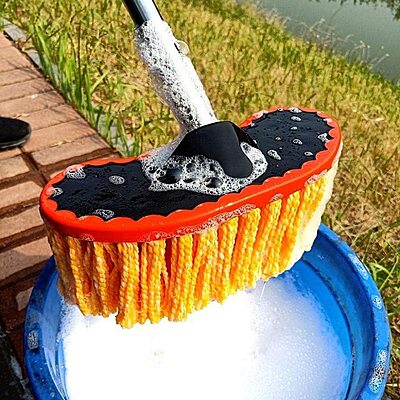 Car Washer Mop With Water Pipe Connector (Pack of 1 : Color of Orange) Car Washer Mop With Water Pipe Connector (Pack of 1 : Color of Orange)