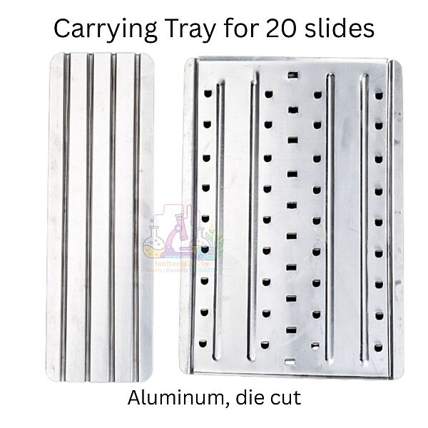 Carrying Tray for 20 slides, Aluminum, die cut 2