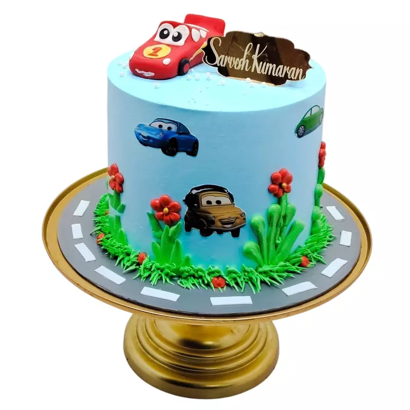 Cars movie-themed birthday cake