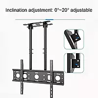 TV Mount Bracket Heavy Duty Ceiling for 40"(101.6)cm– 90" (228.6)cm  TVs | 45° Tilt | 60Kg Load Capacity | Metal Ceiling Mount Stand