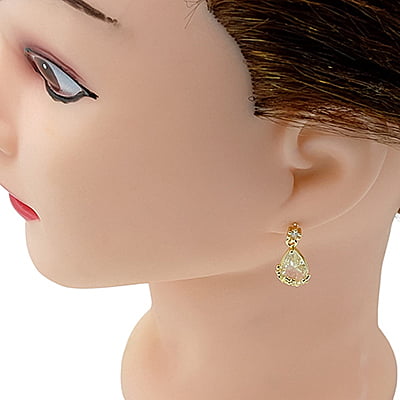 Crystal Stone Teardrop Gold Earrings