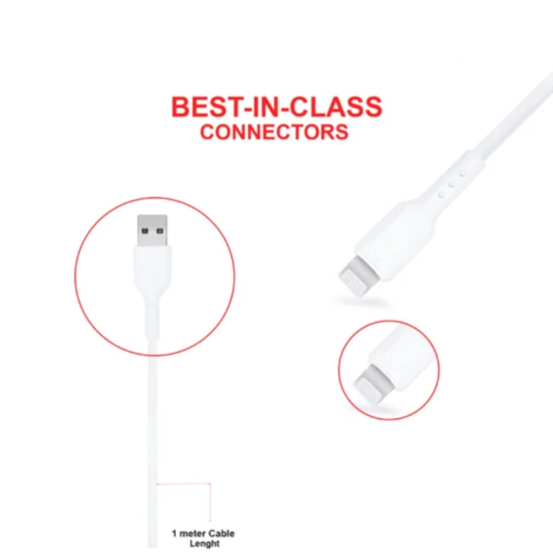 Champion USB (A) to Lightning (iPhone) 3Amp Data Sync & Charging Cable PVC 1M for all Apple & Lightning Port Devices