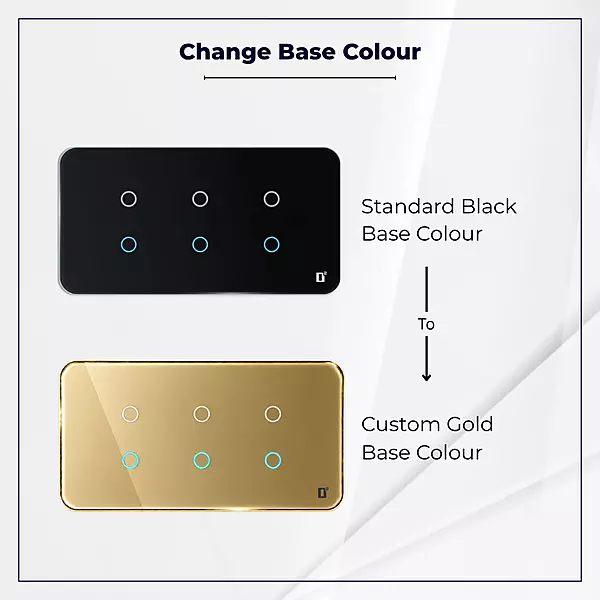 D2Touch Black Base Colour to Gold Base Colour For 2M/4M/6M/8M Touch Switch Panel for Acrylic Glossy, Matte & Glass Panels, Add As Accessories Per Panel