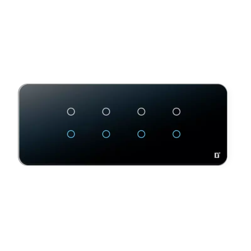 D2Touch 8 Module 8 Switch Glosy Acrylic Blue LED frameless Wi-Fi Remote Touch Switch Panel