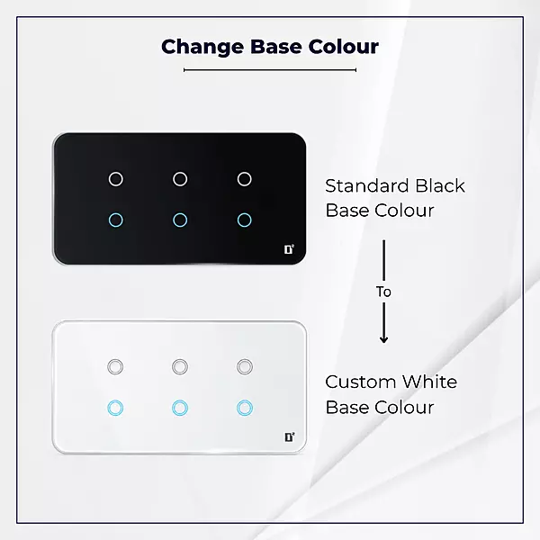 D2Touch Black Base Colour to White Base Colour For 2M/4M/6M/8M Touch Switch Panel for Acrylic Glossy, Matte & Glass Panels, Add As Accessories Per Panel