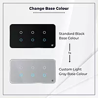 D2Touch Black Base Colour to Light Gray Base Colour For 2M/4M/6M/8M Touch Switch Panel for Acrylic Glossy, Matte & Glass Panels, Add As Accessories Per Panel