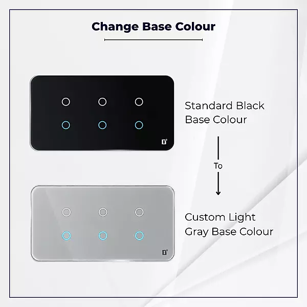 D2Touch Black Base Colour to Light Gray Base Colour For 2M/4M/6M/8M Touch Switch Panel for Acrylic Glossy, Matte & Glass Panels, Add As Accessories Per Panel