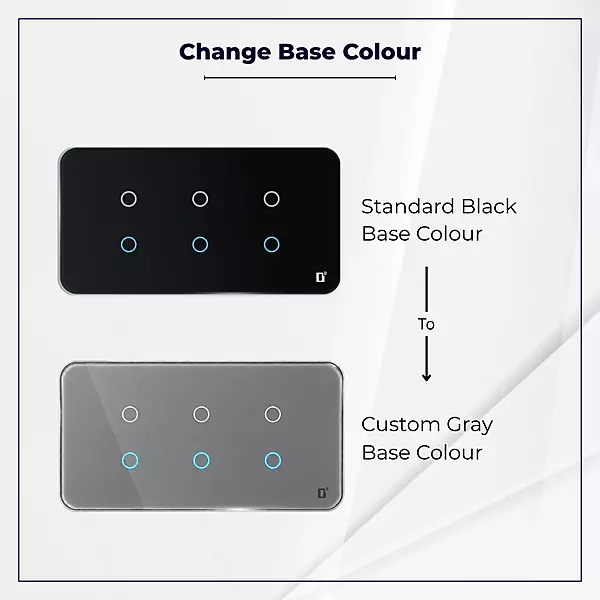 D2Touch Black Base Colour to Gray Base Colour For 2M/4M/6M/8M Touch Switch Panel for Acrylic Glossy, Matte & Glass Panels, Add As Accessories Per Panel