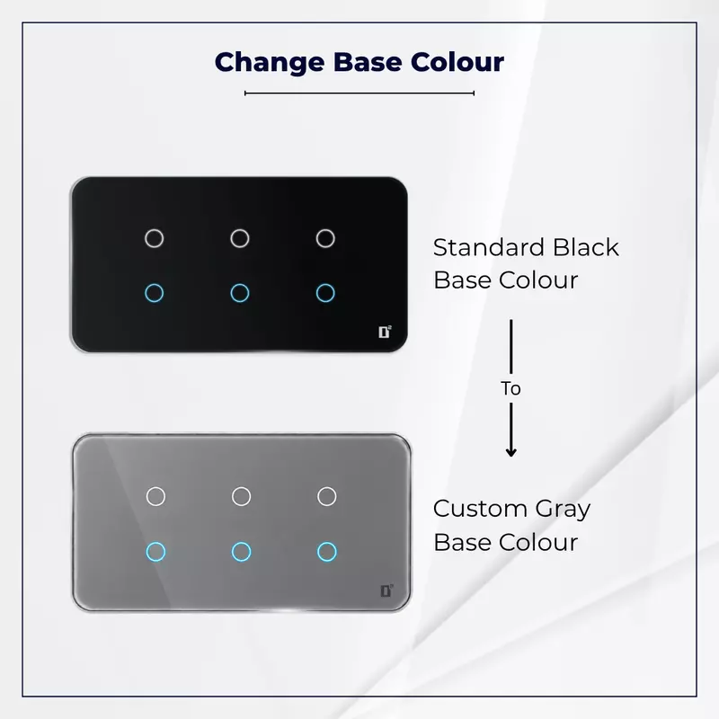 D2Touch Black Base Colour to Gray Base Colour For 2M/4M/6M/8M Touch Switch Panel for Acrylic Glossy, Matte & Glass Panels, Add As Accessories Per Panel