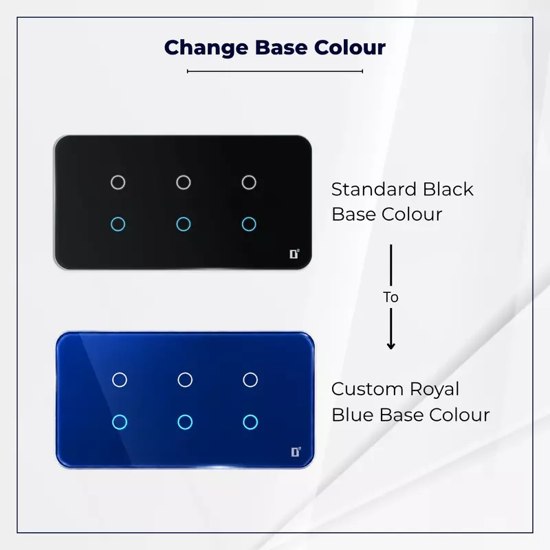 D2Touch Black Base Colour to Royal Blue Base Colour For 2M/4M/6M/8M Touch Switch Panel for Acrylic Glossy, Matte & Glass Panels, Add As Accessories Per Panel