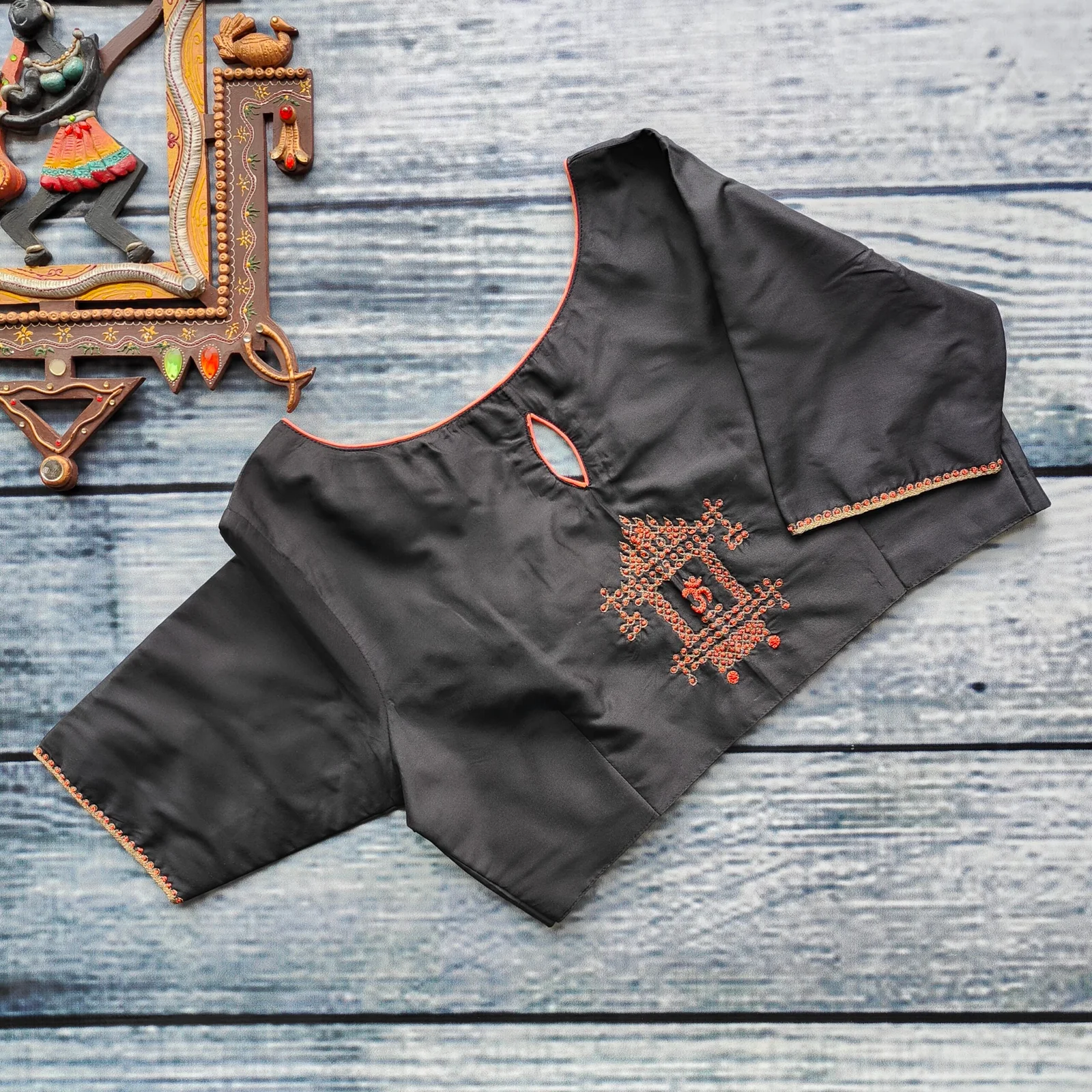 Chariot Kolam Black Blouse