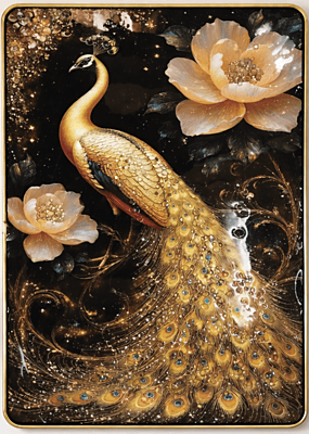 Golden Peacock Floral Wall Art Inch – Resin Crystal Embedded Luxury Decor Frame Golden Peacock Floral Wall Art Inch – Resin Crystal Embedded Luxury Decor Frame