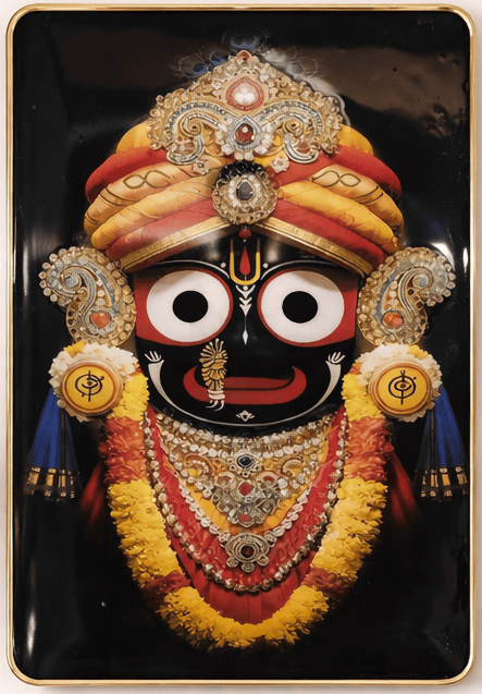 Lord Jagannath Wall Art  – Resin Crystal Embedded Spiritual Decor Frame