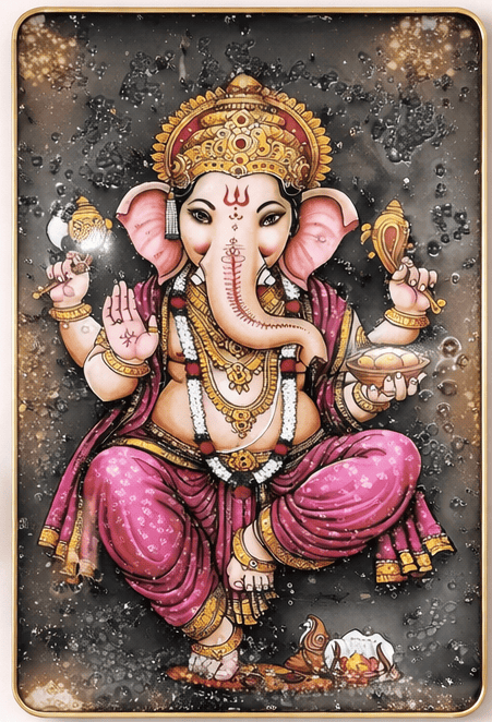 Lord Ganesha Wall Art – Resin Crystal Embedded Spiritual Decor Frame Lord Ganesha Wall Art – Resin Crystal Embedded Spiritual Decor Frame