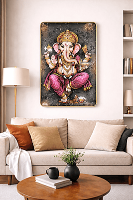 Lord Ganesha Wall Art – Resin Crystal Embedded Spiritual Decor Frame Lord Ganesha Wall Art – Resin Crystal Embedded Spiritual Decor Frame