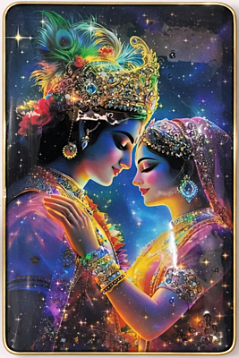 Radha Krishna Wall Art  – Resin Crystal Embedded Spiritual Love Decor Frame