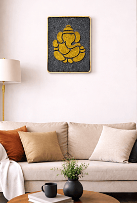 Handmade Glitter Ganesha Resin Art Wall Hanging | 9 x 12 Inch Decorative MDF Wall Art | Gold & Black Spiritual Home Decor for Living Room, Pooja Room & Office Handmade Glitter Ganesha Resin Art Wall Hanging | 9 x 12 Inch Decorative MDF Wall Art | Gold & Black Spiritual Home Decor for Living Room, Pooja Room & Office