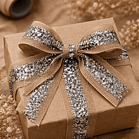Natural Jute Ribbon With Glitter Sequin Center