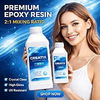 Creatix 2:1 Epoxy Resin | Crystal Clear Art Resin & Hardener | Bubble Free | Gloss Finish