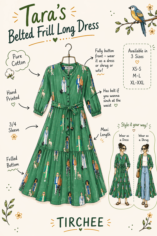 Tara's Belted Frill Long Dress - Green & People