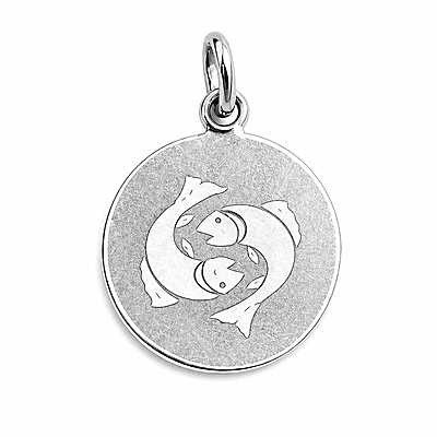 925 Sterling Silver Pisces Zodiac Pendant for Men & Women | Astrology Fish Charm Necklace | Round Engraved Horoscope Jewelry