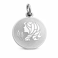 925 Sterling Silver Virgo Zodiac Pendant for Men & Women | Maiden Astrology Charm Necklace | Round Engraved Horoscope Jewelry