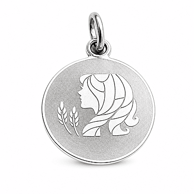 925 Sterling Silver Virgo Zodiac Pendant for Men & Women | Maiden Astrology Charm Necklace | Round Engraved Horoscope Jewelry