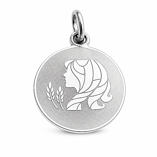 925 Sterling Silver Virgo Zodiac Pendant for Men & Women | Maiden Astrology Charm Necklace | Round Engraved Horoscope Jewelry