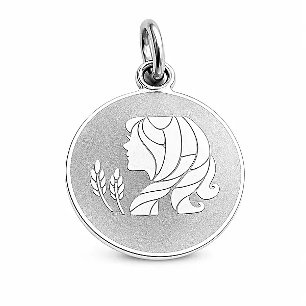 925 Sterling Silver Virgo Zodiac Pendant for Men & Women | Maiden Astrology Charm Necklace | Round Engraved Horoscope Jewelry