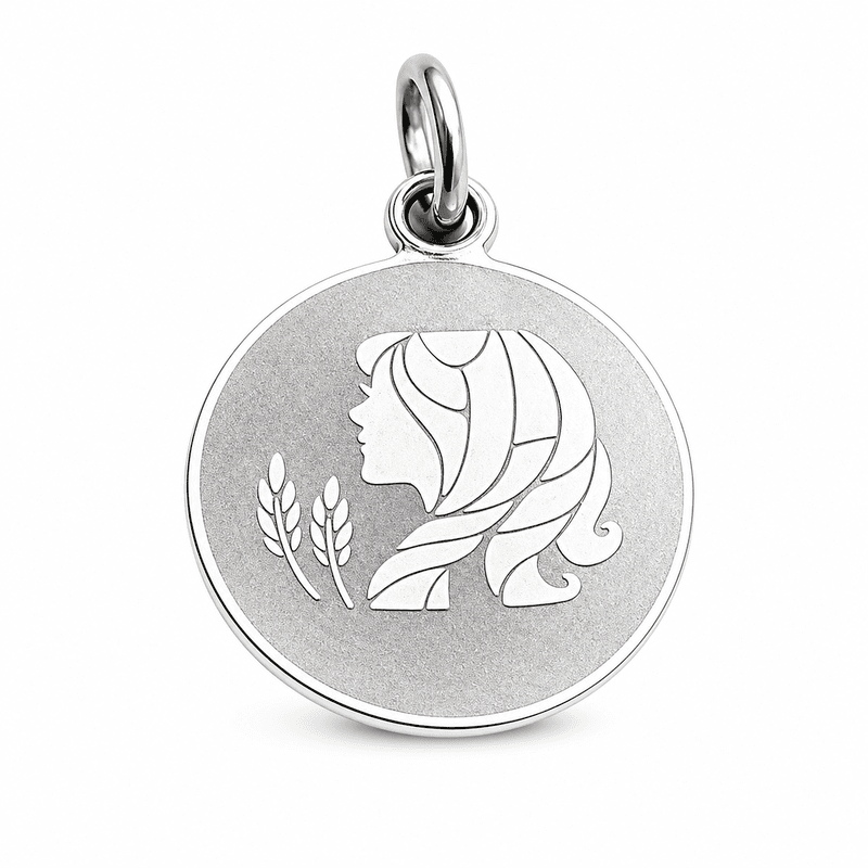 925 Sterling Silver Virgo Zodiac Pendant for Men & Women | Maiden Astrology Charm Necklace | Round Engraved Horoscope Jewelry