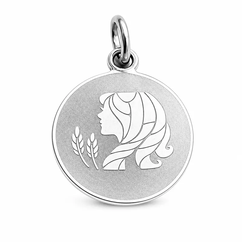 925 Sterling Silver Virgo Zodiac Pendant for Men & Women | Maiden Astrology Charm Necklace | Round Engraved Horoscope Jewelry
