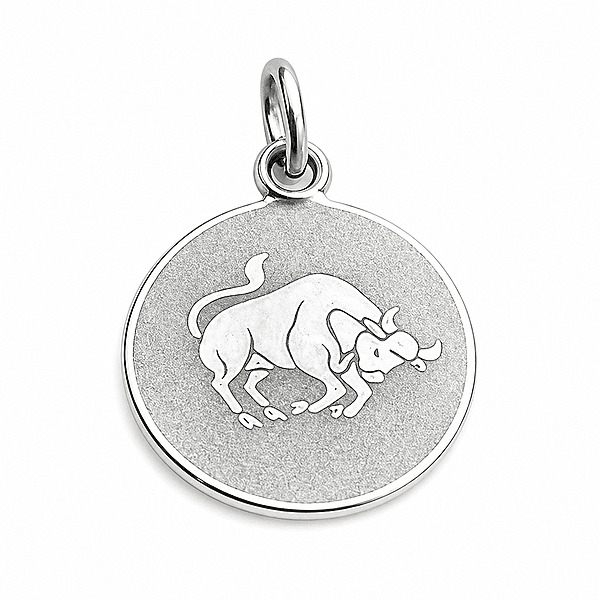 925 Sterling Silver Taurus Zodiac Pendant for Men & Women | Bull Astrology Charm Necklace | Round Engraved Horoscope Jewelry