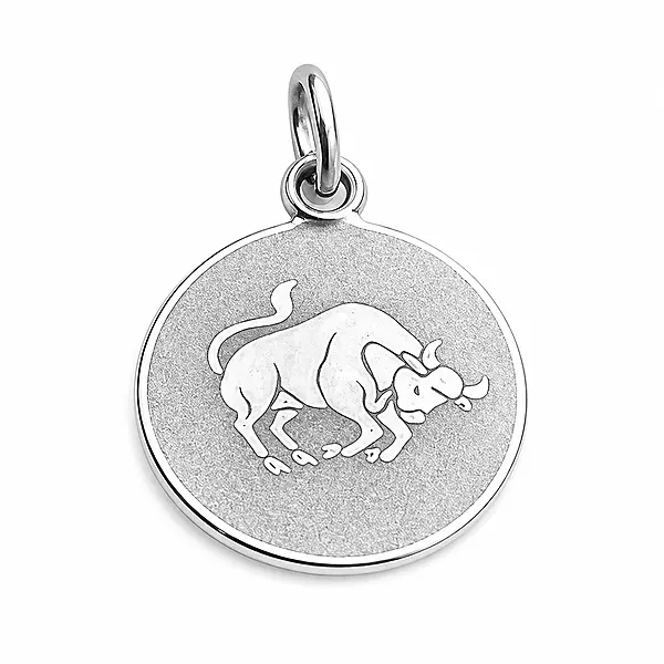925 Sterling Silver Taurus Zodiac Pendant for Men & Women | Bull Astrology Charm Necklace | Round Engraved Horoscope Jewelry