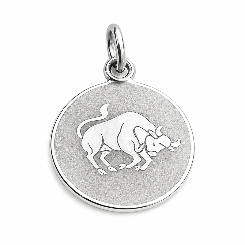 925 Sterling Silver Taurus Zodiac Pendant for Men & Women | Bull Astrology Charm Necklace | Round Engraved Horoscope Jewelry
