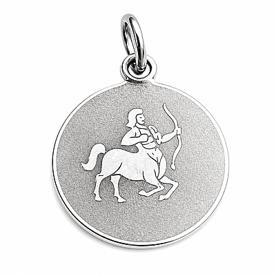 925 Sterling Silver Sagittarius Zodiac Pendant for Men & Women | Archer Astrology Charm Necklace | Round Engraved Horoscope Jewelry