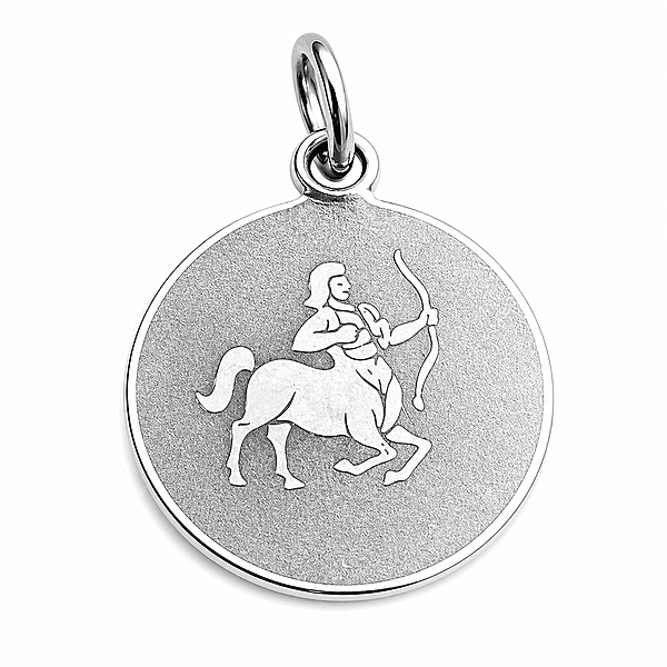 925 Sterling Silver Sagittarius Zodiac Pendant for Men & Women | Archer Astrology Charm Necklace | Round Engraved Horoscope Jewelry