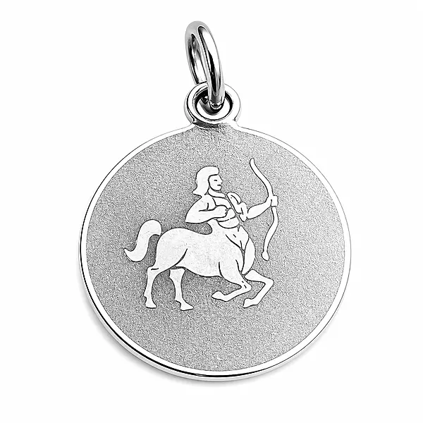 925 Sterling Silver Sagittarius Zodiac Pendant for Men & Women | Archer Astrology Charm Necklace | Round Engraved Horoscope Jewelry