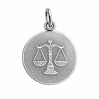 925 Sterling Silver Libra Zodiac Pendant for Men & Women | Astrology Balance Scale Charm Necklace | Round Engraved Horoscope Jewelry