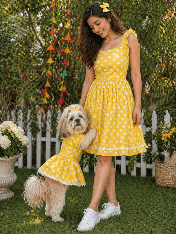 Yellow Polka Mom and Furbaby Twinning