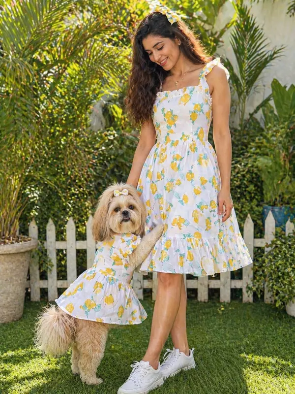 Lemon print Mom and Furbaby Twinning