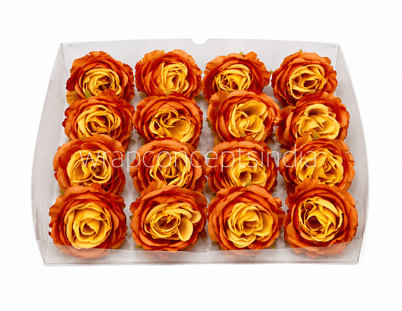 Sunset Orange & Yellow Rose Floral Heads