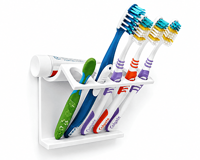Premium 3D Printed Wall-Mount Toothbrush & Toothpaste Holder | Bathroom Organizer (5 Slots)