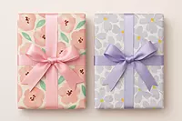 Floral Watercolor Gift Wrap Set – Lavender & Peach Blooms (Set of 2 Sheets)