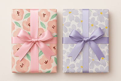 Floral Watercolor Gift Wrap Set – Lavender & Peach Blooms (Set of 2 Sheets)