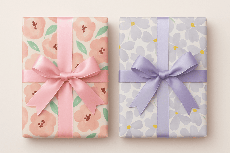 Floral Watercolor Gift Wrap Set – Lavender & Peach Blooms (Set of 2 Sheets)