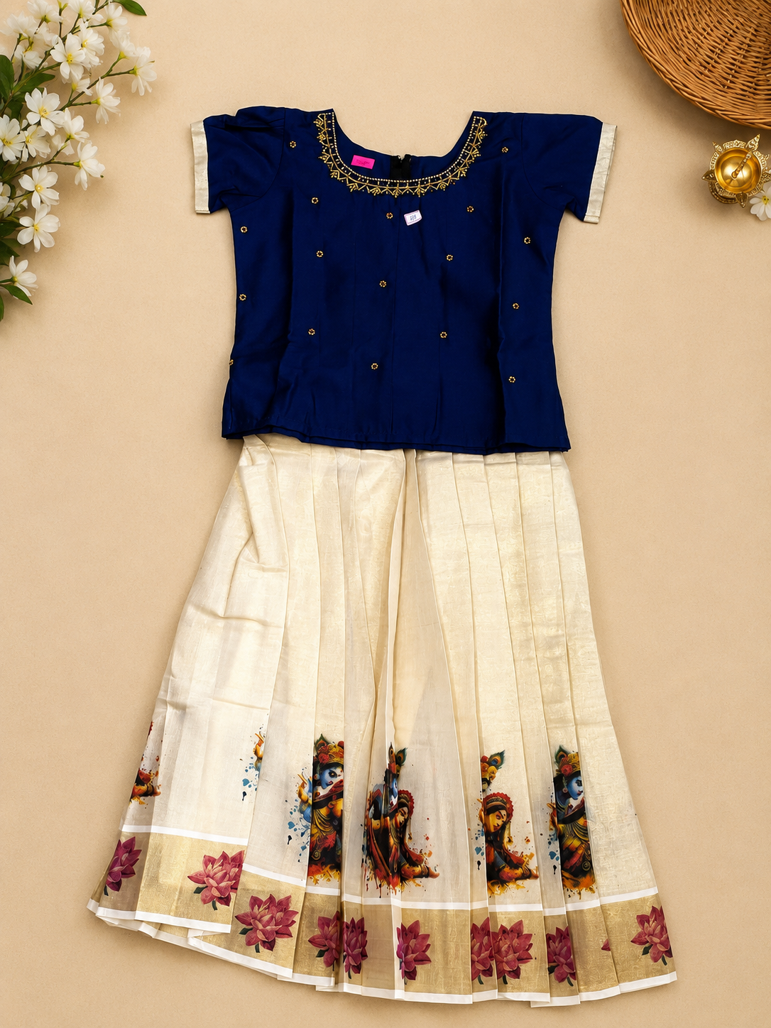 Dark blue colour pattupavada age 9