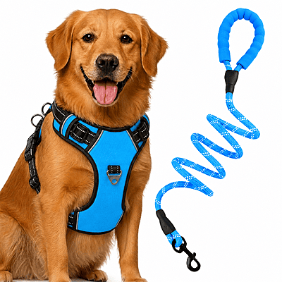 Premium No-Pull Dog Harness with Leash-M-Blue